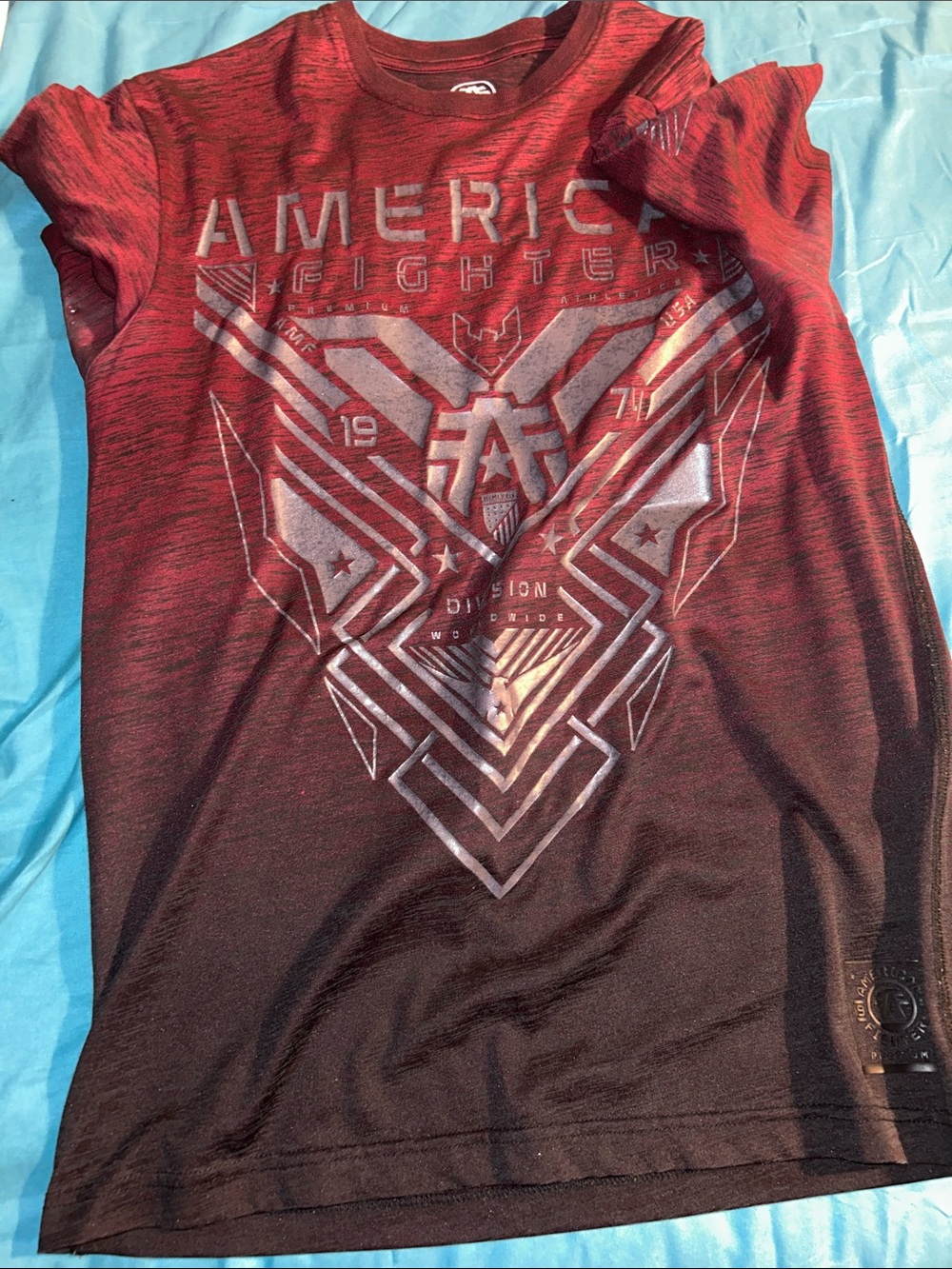 American Fighter Red-to-Black Ombre Graphic Short Sleeve Tee